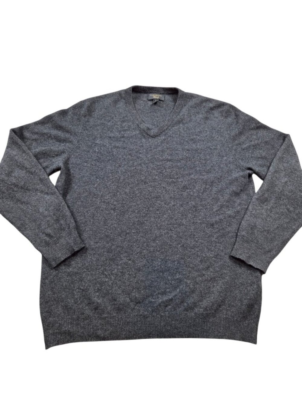 Club Room Cashmere Sweater Mens Large Gray V Neck Classic Luxury